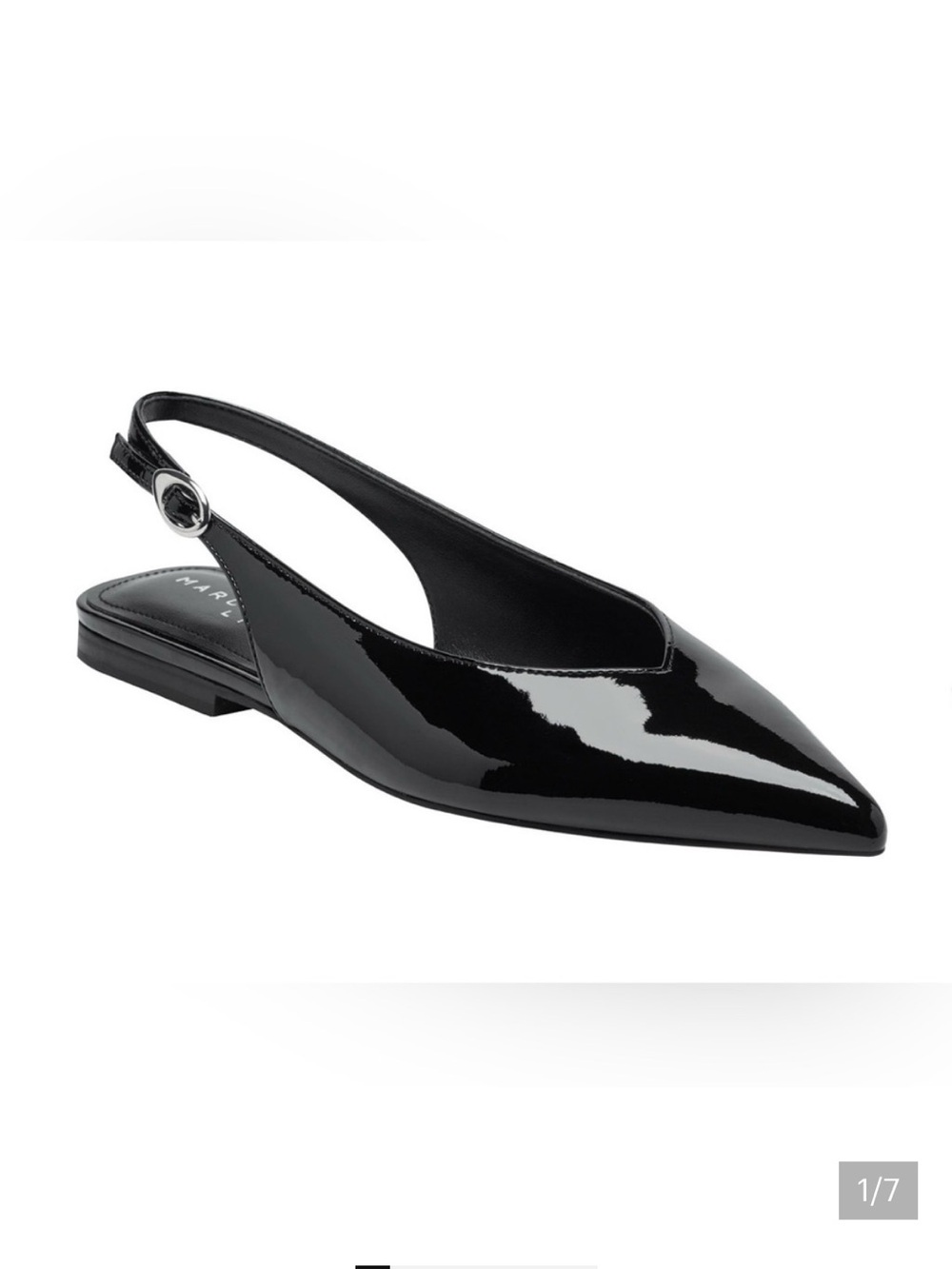 Marc Fisher Black Patent Pointed Slingback Flat